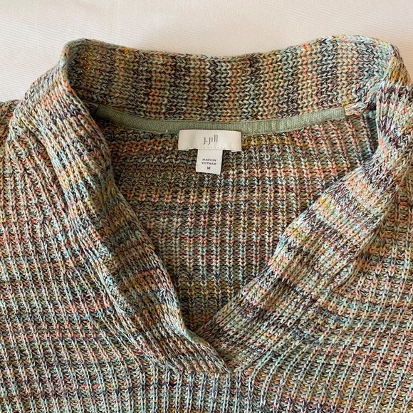 J Jill V-Neck Multicolored Marled Knit Sweater Size Medium‎ - Picture 7 of 9